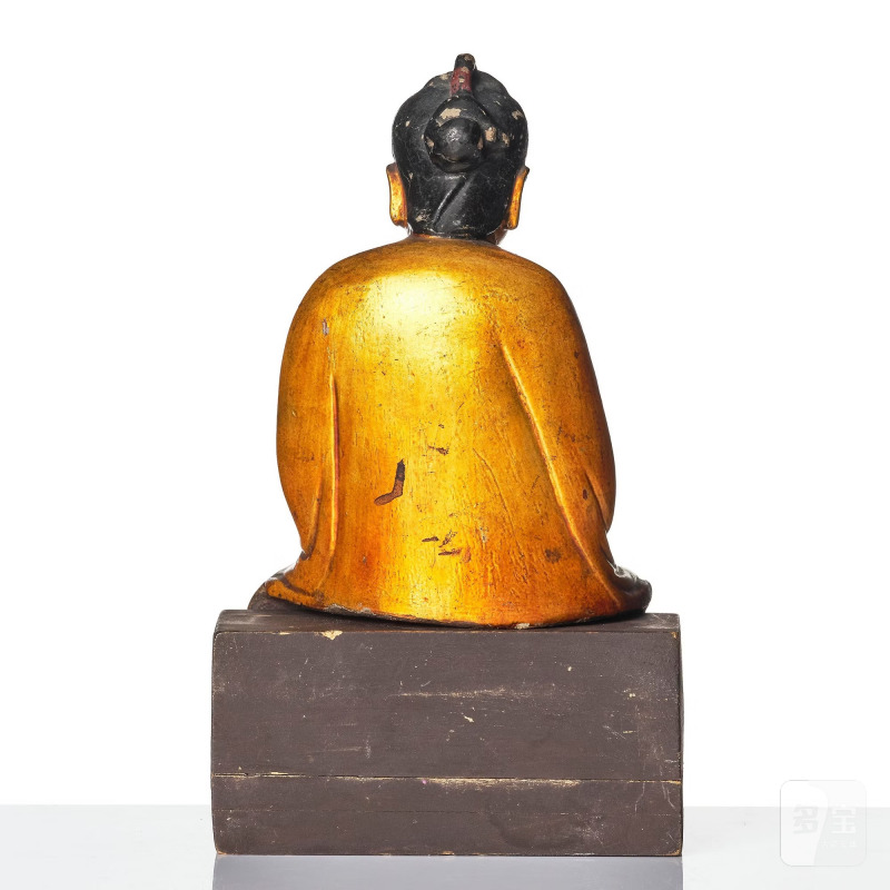 A gilt and polychrome lacquer figure of a divinity, - 图4